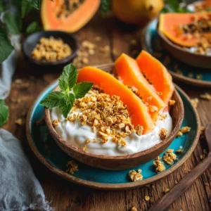 Papaya Boats with Yogurt and Granola