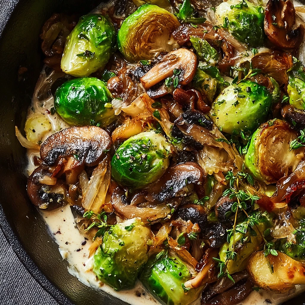 Roasted Brussels Sprouts With Mushrooms Recipe Crispy Shallots And Mushrooms Dish Creamy Wild Mushrooms With Brussels Spro...