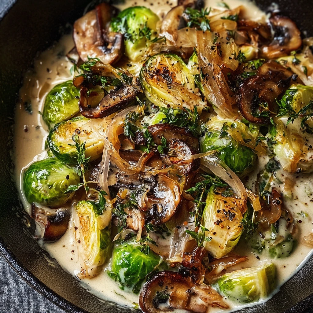 Roasted Brussels Sprouts With Mushrooms Recipe Crispy Shallots And Mushrooms Dish Creamy Wild Mushrooms With Brussels Spro...
