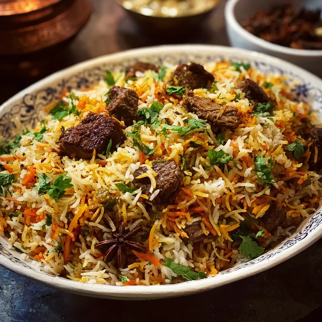 Slow Simmered Beef and Basmati Plov with Whole Spices