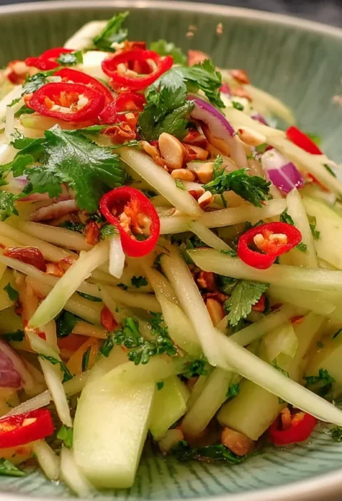 Thai Green Mango Salad Recipe Tangy Mango Salad With Cilantro Authentic Thai Mango Salad Recipe How To Make Thai Green Man...