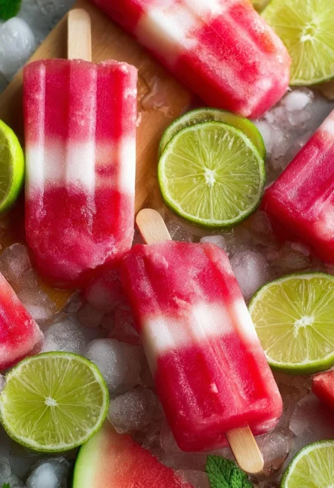 Watermelon Lime Popsicle Recipe Homemade Watermelon Lime Pops Healthy Watermelon Lime Popsicle Watermelon Lime Popsicle No...
