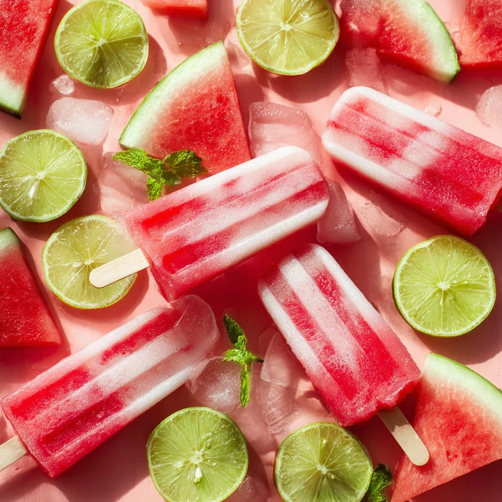 Watermelon Lime Popsicle Recipe Homemade Watermelon Lime Pops Healthy Watermelon Lime Popsicle Watermelon Lime Popsicle No...