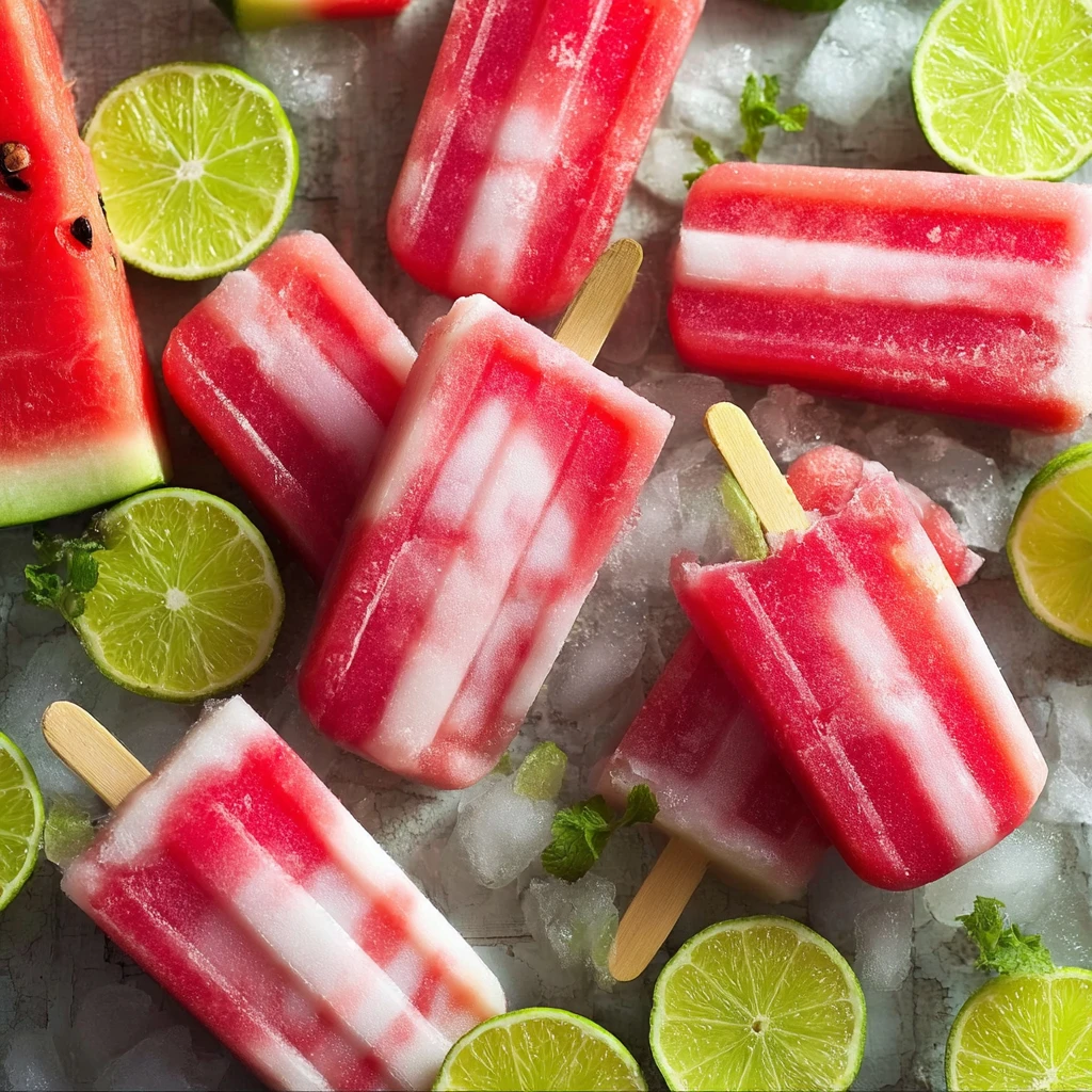 Watermelon Lime Popsicle Recipe Homemade Watermelon Lime Pops Healthy Watermelon Lime Popsicle Watermelon Lime Popsicle No...