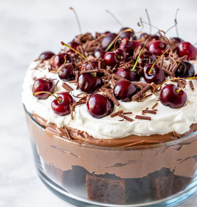 Decadent Boozy Black Forest Trifle Recipe Black Forest Trifle With Cherries Dessert How To Make Boozy Black Forest Trifle ...