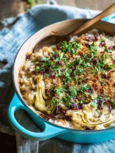 Baked Artichoke Risotto with Radicchio: A Cozy Comfort Dish