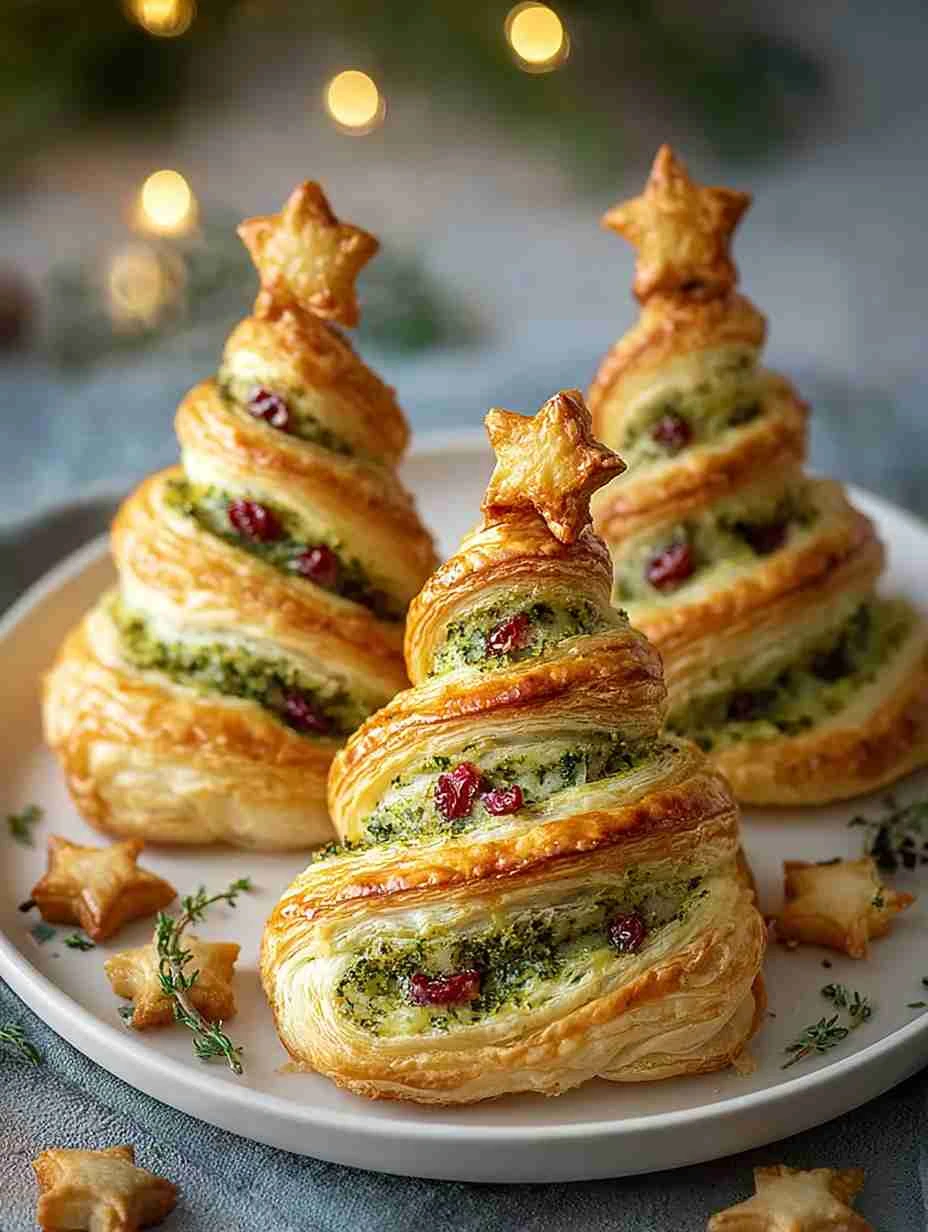 Basil Pesto Cheesy Puff Pastry Christmas Tree Recipe