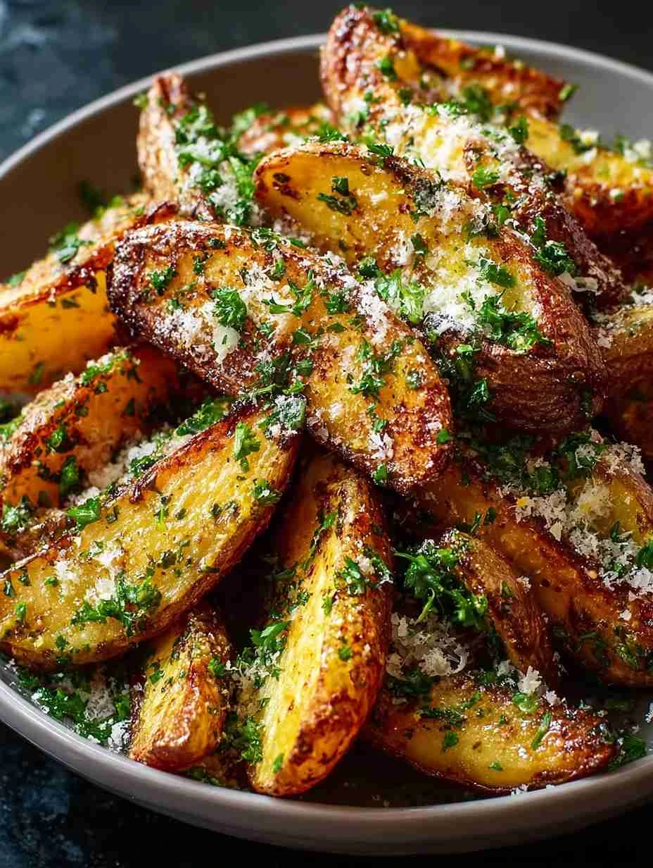 Best Parmesan Herb Roasted Potatoes Recipe Crispy Fingerling Potatoes For Holidays How To Make Crispy Parmesan Potatoes Ch...