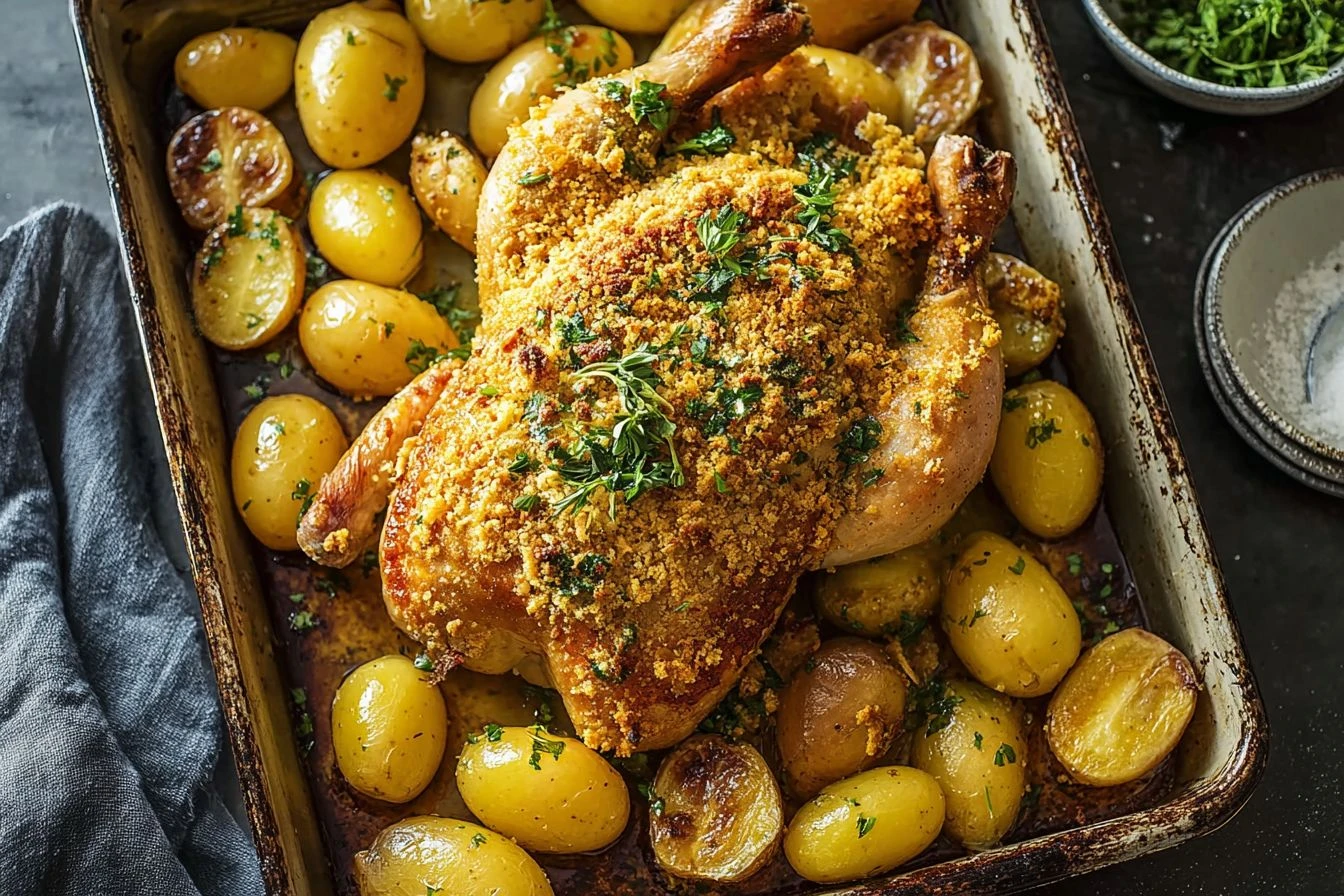 Irresistible Spatchcock Roast Chicken with Crunchy Potatoes
