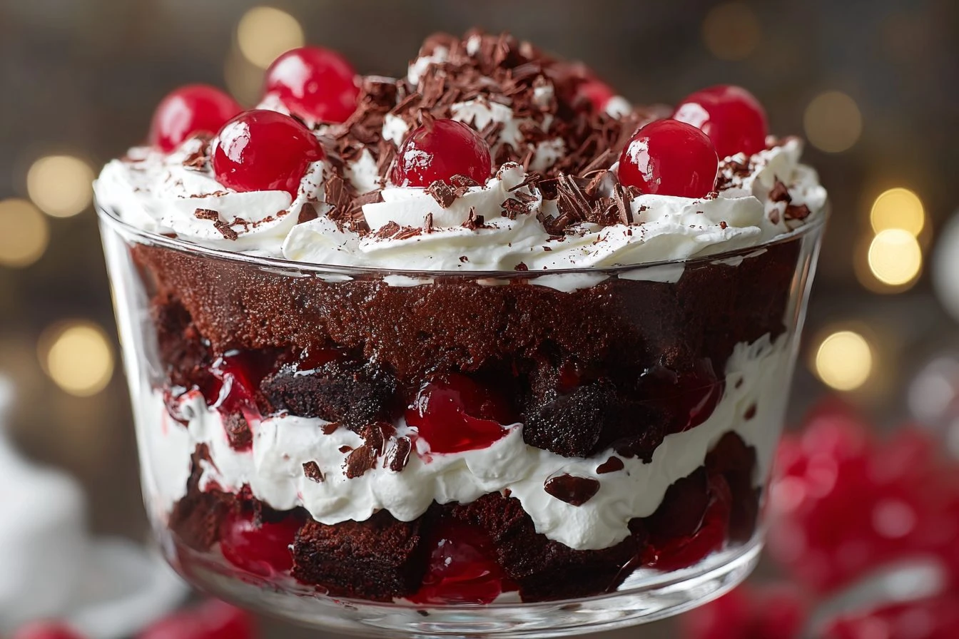 Black Forest Brownie Trifle Recipe Easy Black Forest Trifle Dessert Homemade Black Forest Brownie Trifle Black Forest Trif...