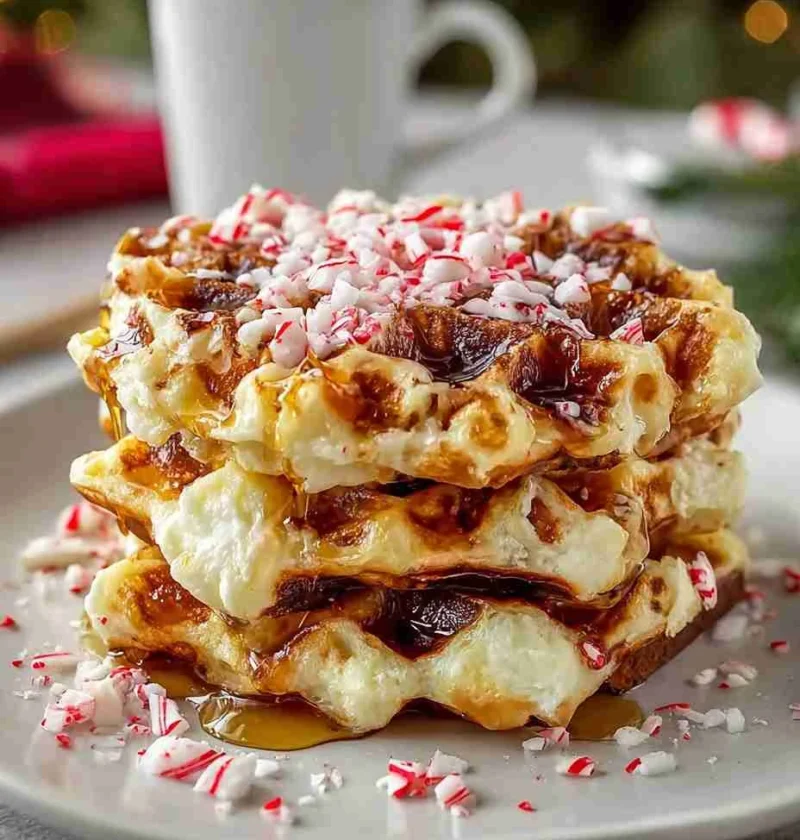 Candy Cane Waffles Recipe Peppermint Syrup Breakfast Ideas Easy Festive Breakfast Waffles Homemade Candy Cane Waffles Make...