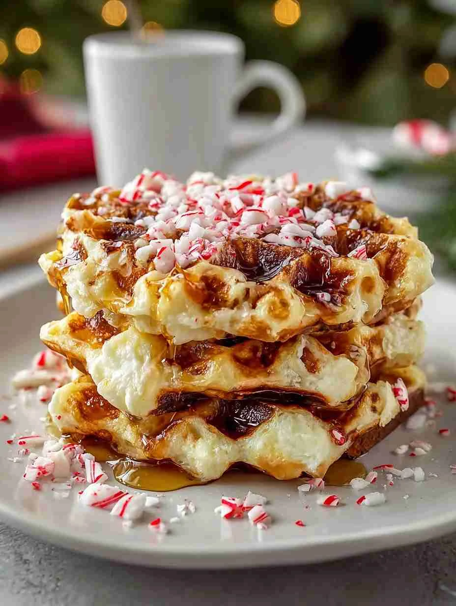 Candy Cane Waffles with Peppermint Syrup – Easy Festive Breakfast Recipe