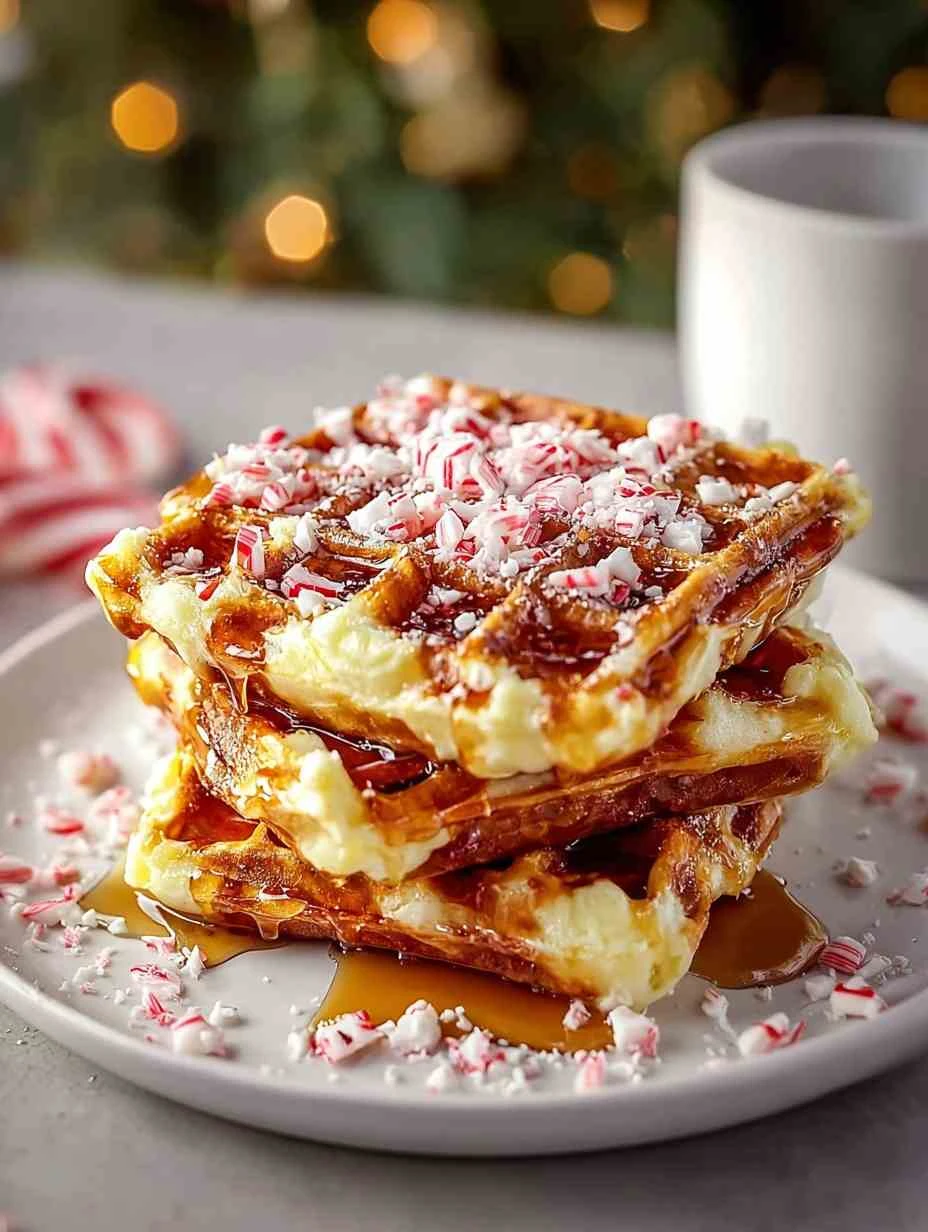 Candy Cane Waffles Recipe Peppermint Syrup Breakfast Ideas Easy Festive Breakfast Waffles Homemade Candy Cane Waffles Make...