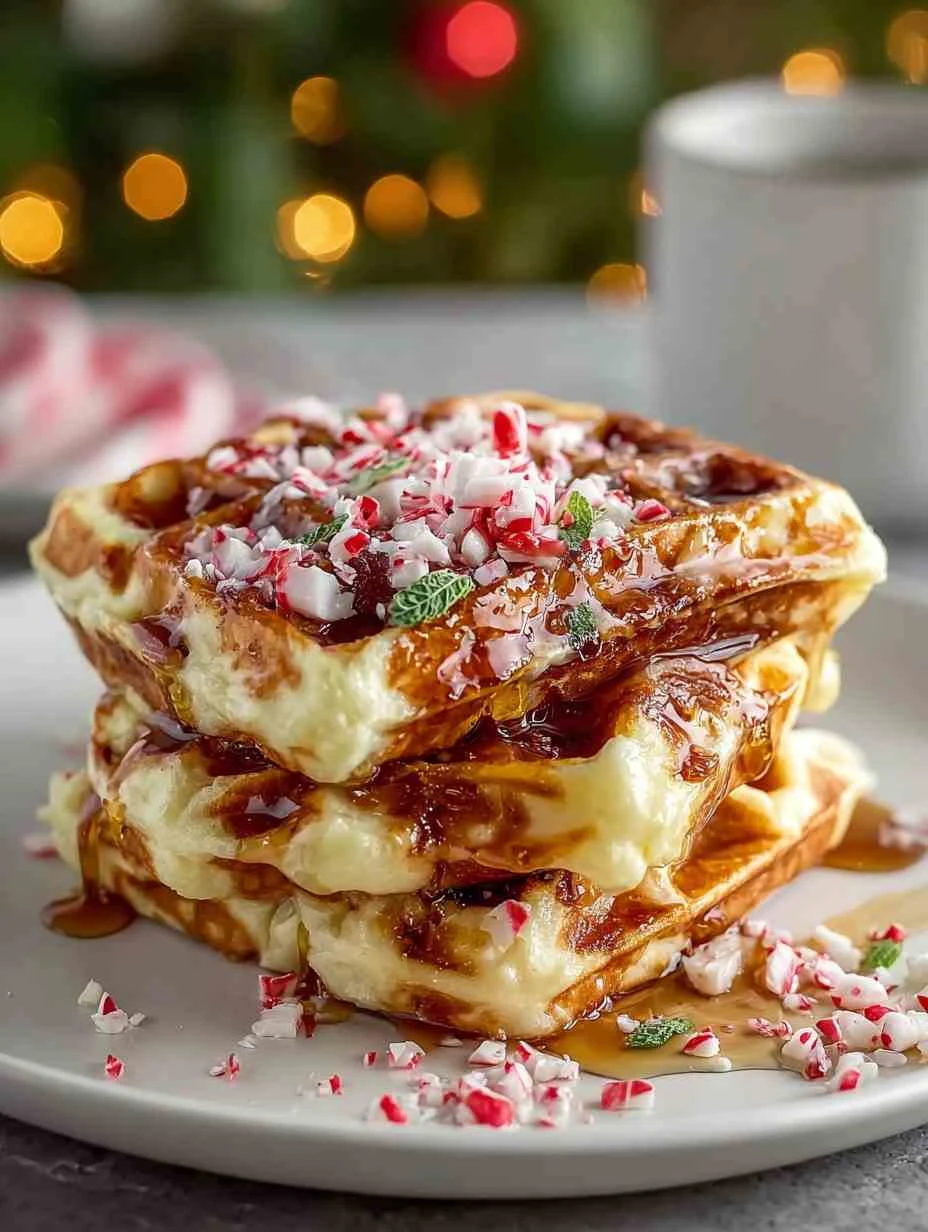 Candy Cane Waffles Recipe Peppermint Syrup Breakfast Ideas Easy Festive Breakfast Waffles Homemade Candy Cane Waffles Make...
