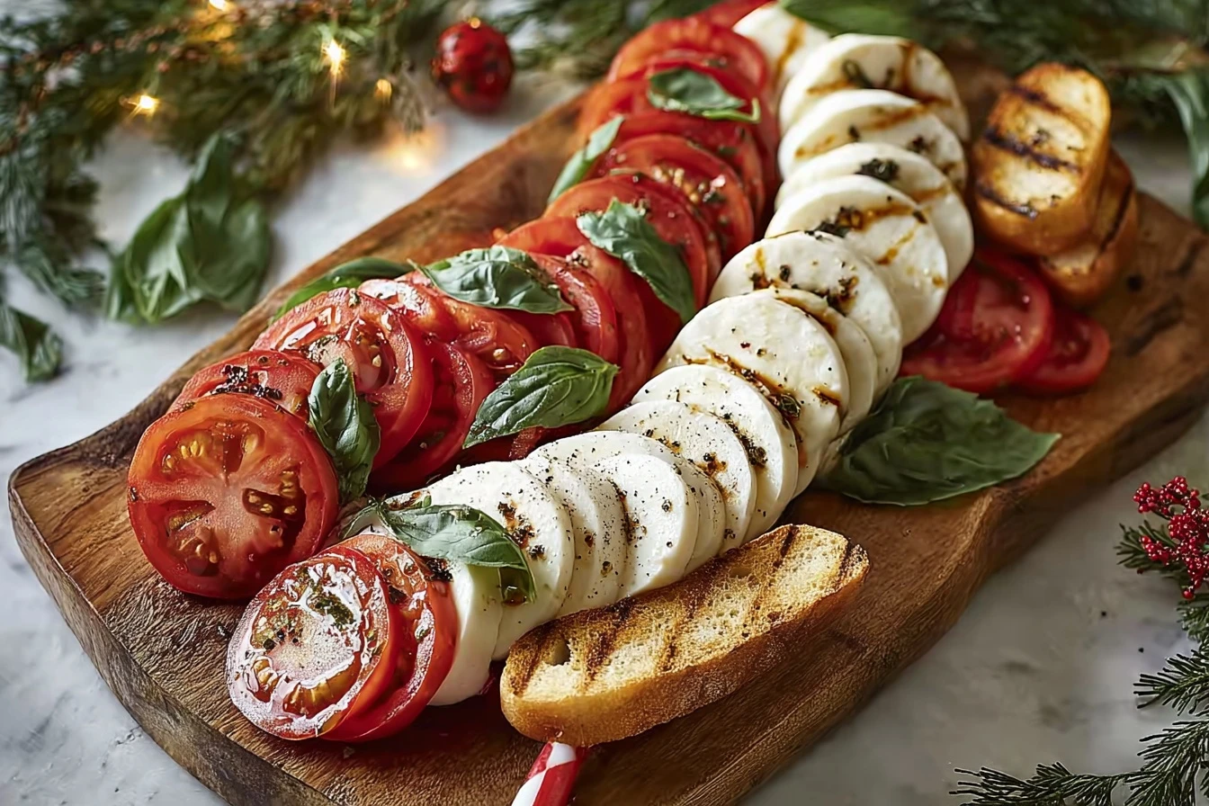 Caprese Candy Cane Board Recipe Easy Holiday Caprese Platter Unique Christmas Appetizer Ideas How To Make A Caprese Candy ...