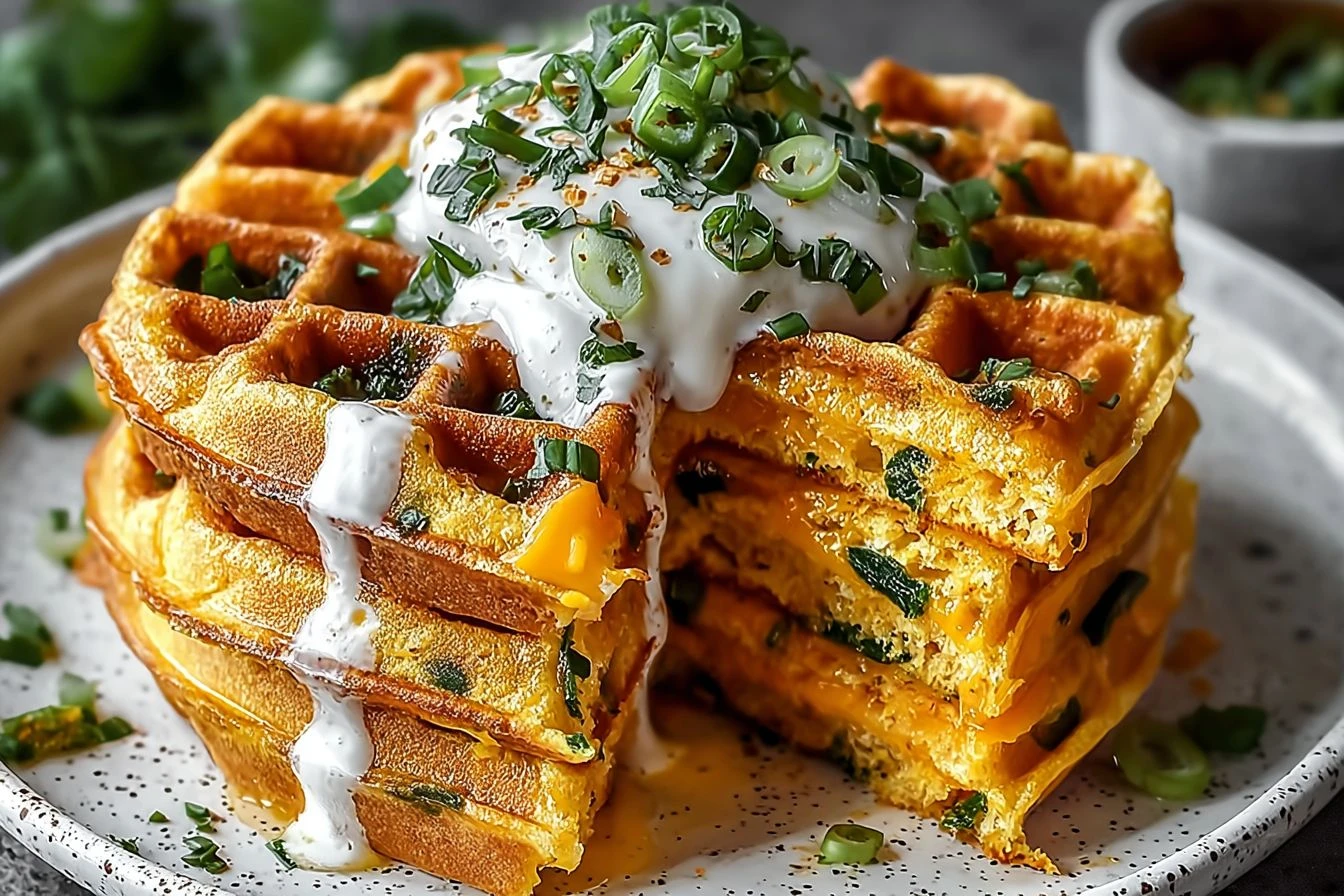 Cheddar Jalapeño Cornbread Waffles Recipe Spicy Cheddar Cornbread Waffles Jalapeño Cornbread Waffles Breakfast How To Ma...