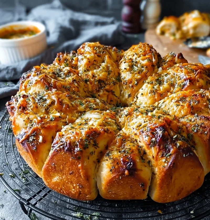 Cheesy Garlic Butter Star Bread Recipe Homemade Garlic Herb Star Bread Easy Cheesy Garlic Star Bread Tutorial Cheesy Garli...