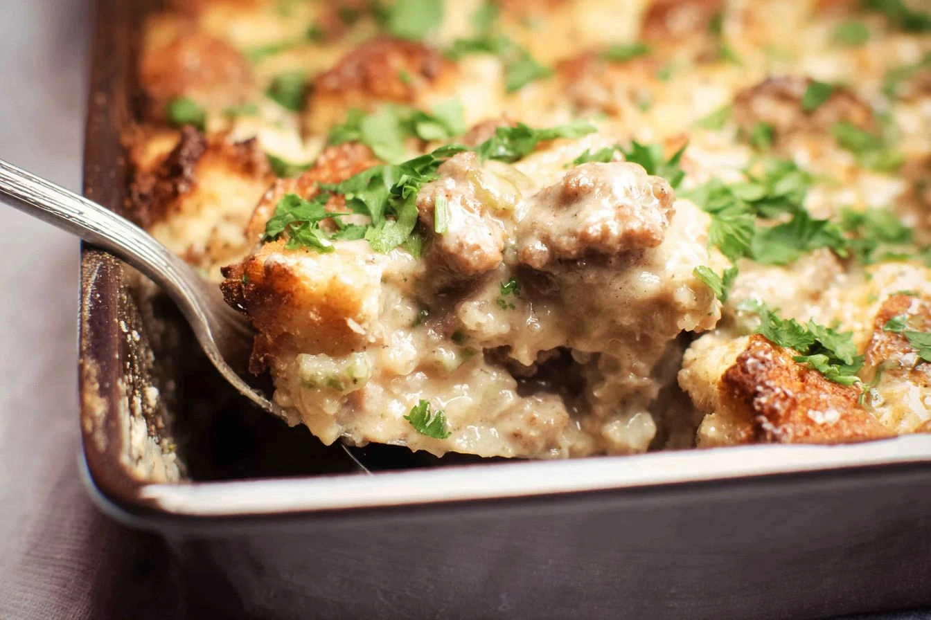 Chef Jenn’s Baked Biscuits & Gravy Casserole Recipe Easy Baked Biscuits And Gravy Casserole How To Make Chef Jenn’s Ca...