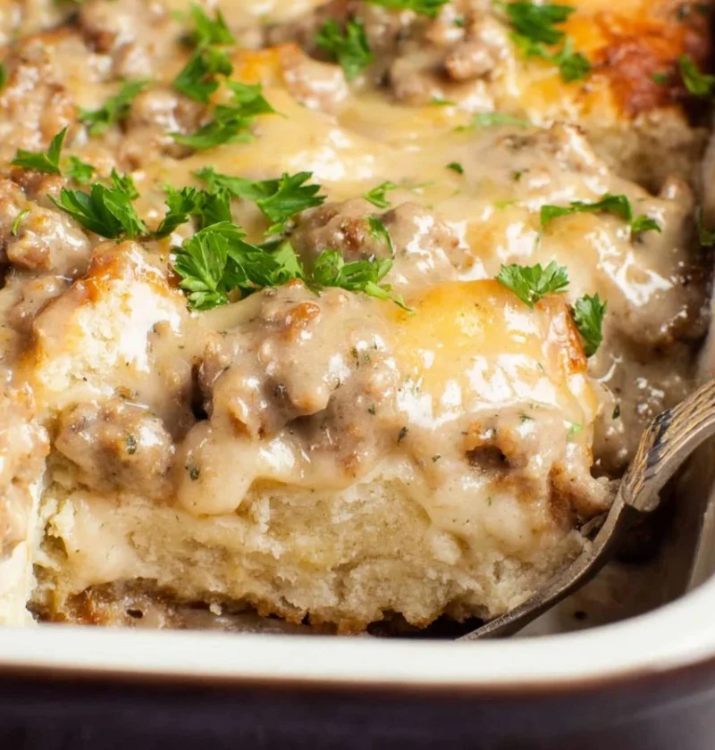 Chef Jenn’s Baked Biscuits & Gravy Casserole Recipe Easy Baked Biscuits And Gravy Casserole How To Make Chef Jenn’s Ca...