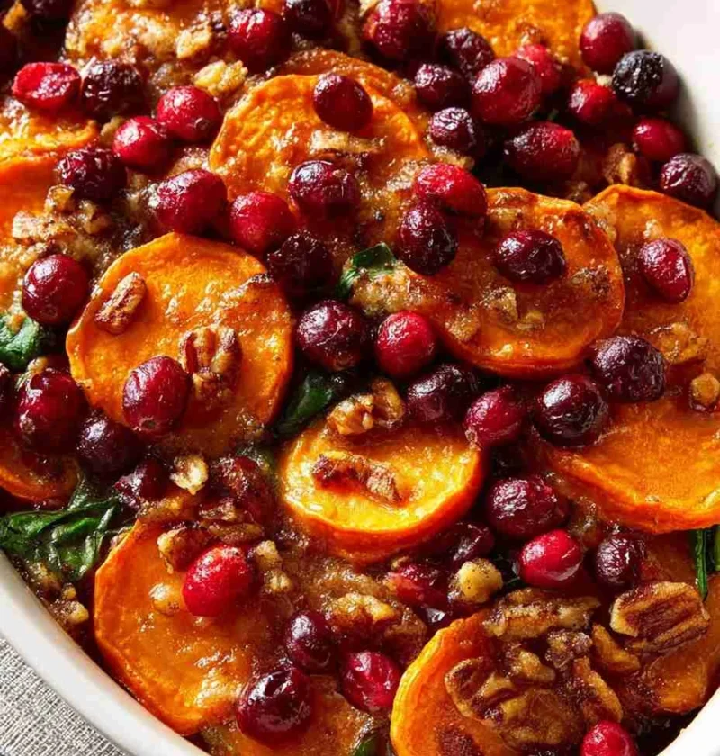 Cranberry Spinach Sweet Potato Recipe Healthy Cranberry Spinach Sweet Potato Baked Cranberry Spinach Sweet Potatoes Easy C...