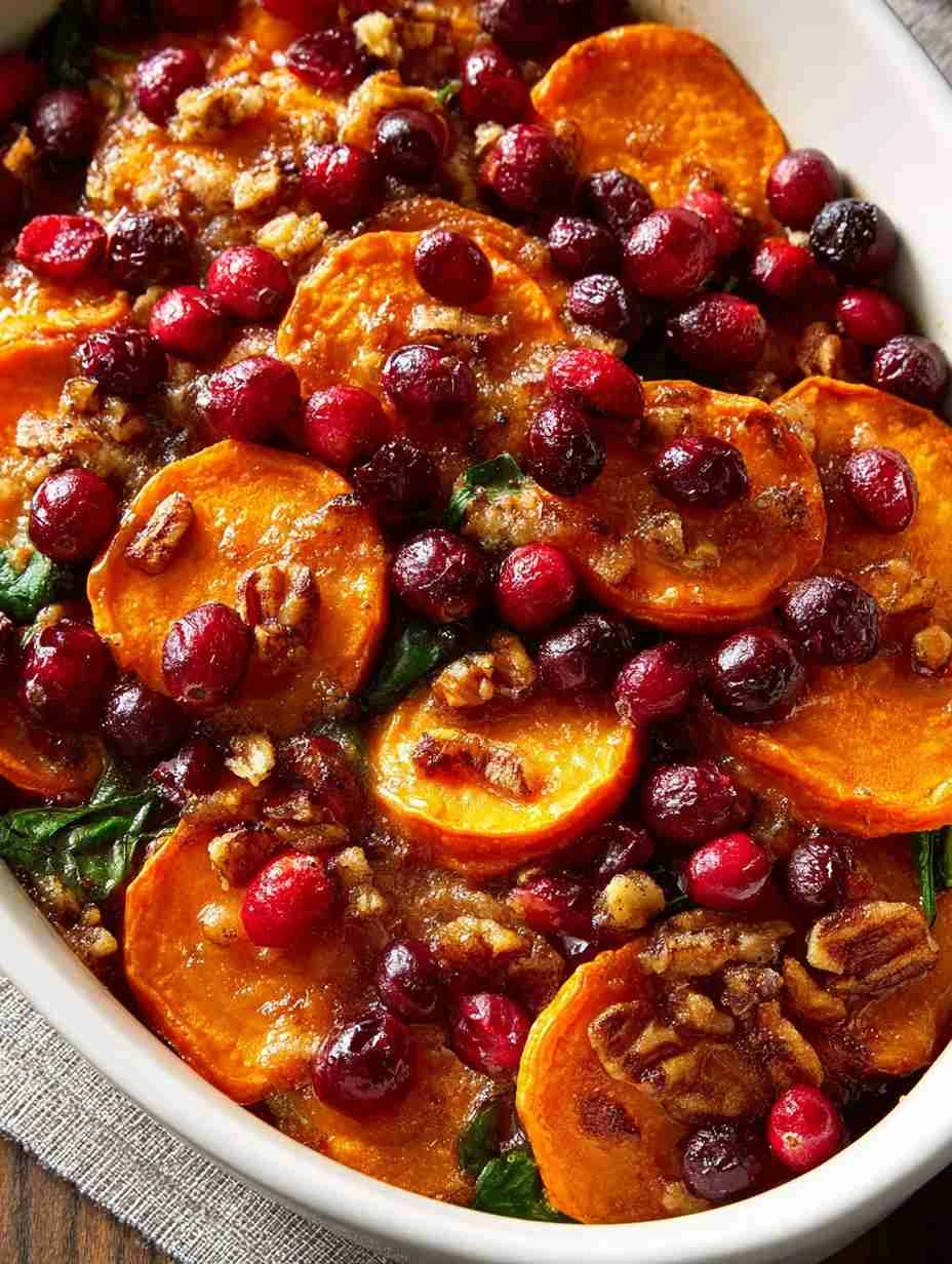 cranberry and Spinach Sweet Potatoes