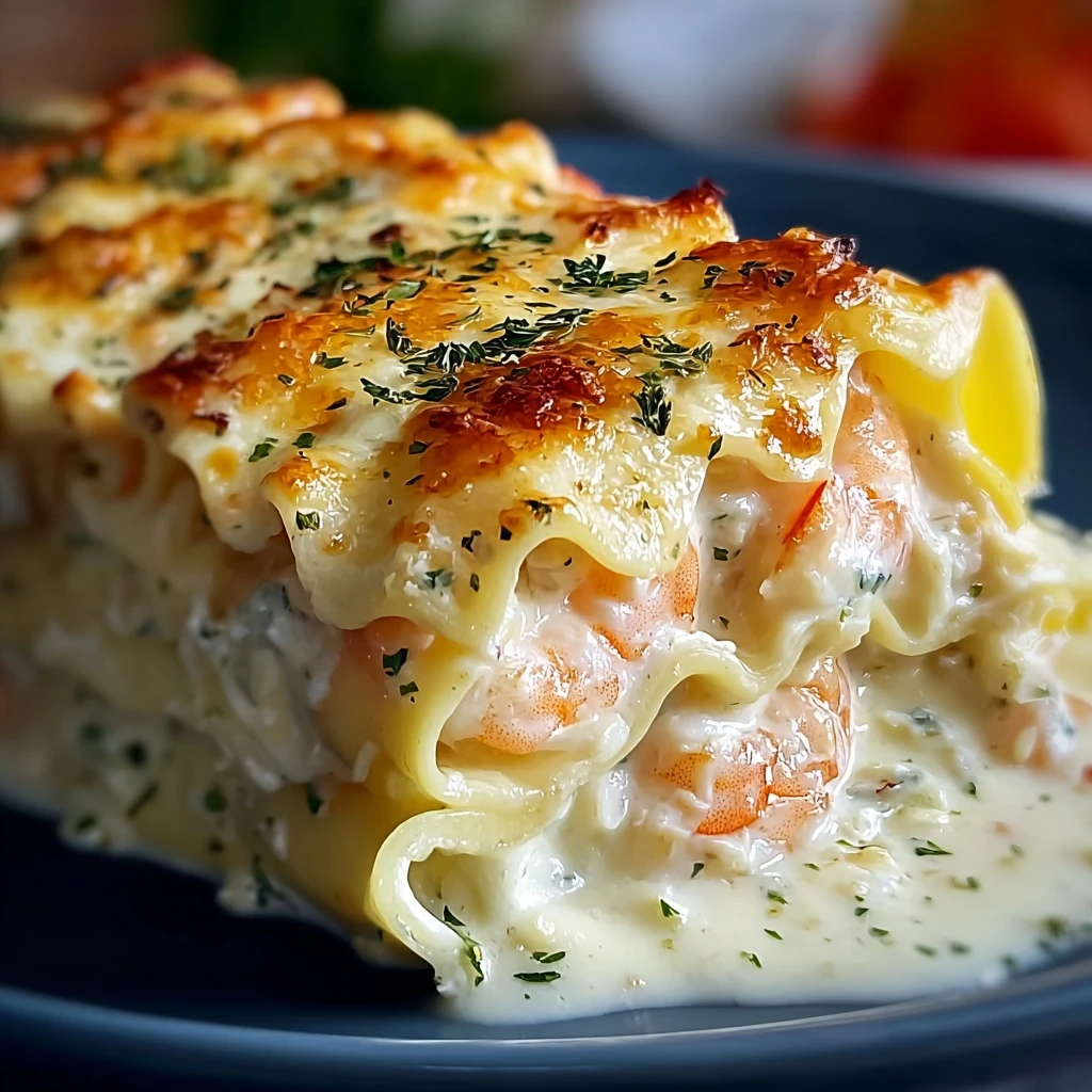 Creamy Shrimp Crab Alfredo Lasagna Recipe Best Seafood Lasagna Roll Up Recipe Homemade Creamy Shrimp Lasagna Tutorial How ...