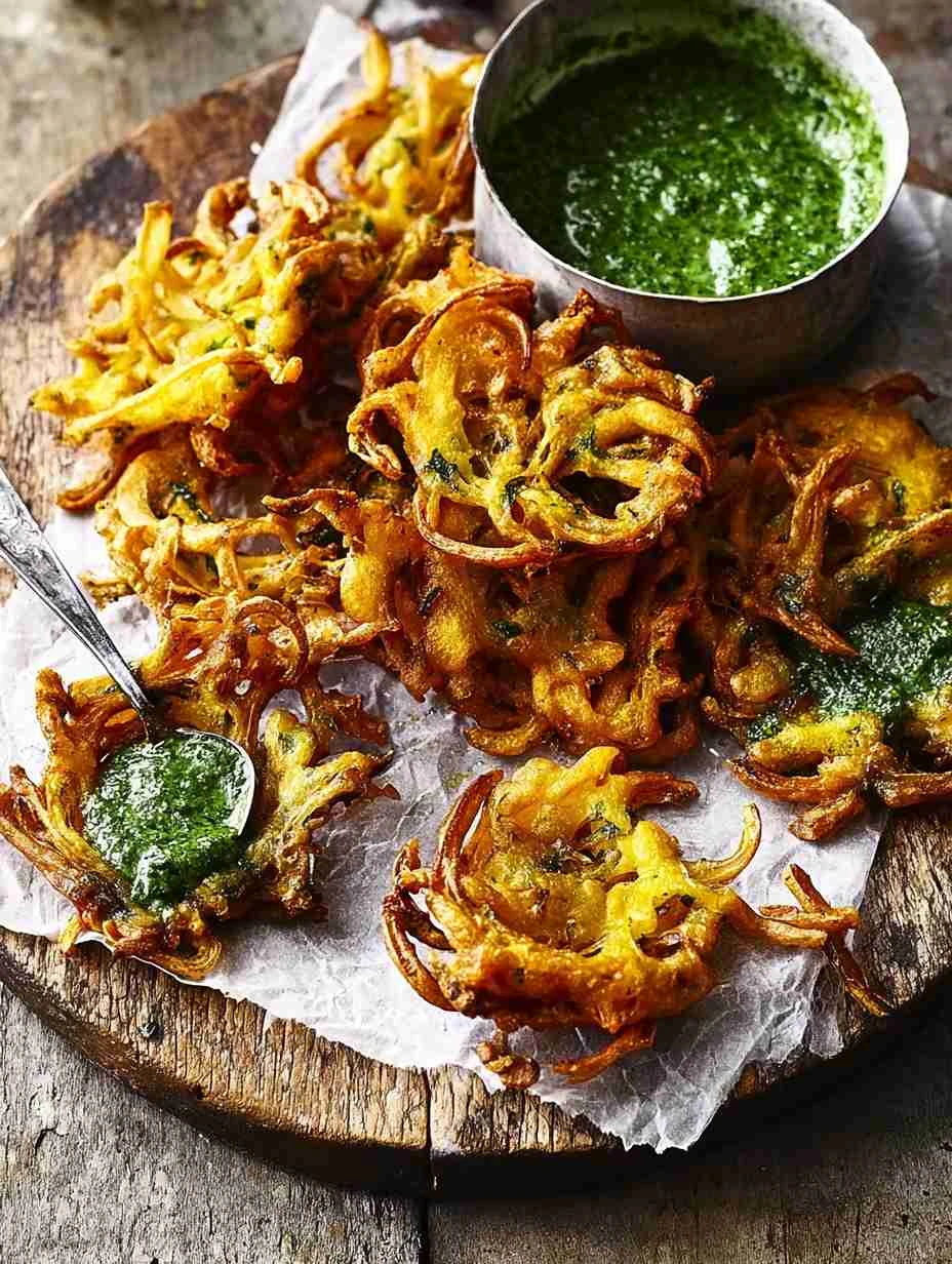 Crispy Spring Onion Bhaji Recipe Homemade Mint Coriander Chutney Best Spring Onion Bhaji With Mint Chutney Easy Crispy Oni...