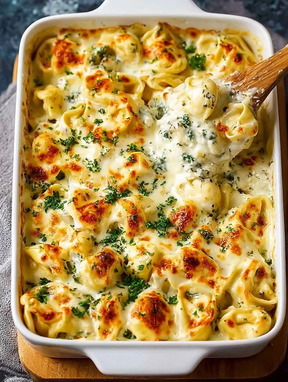 Cheesy Chicken Tortellini Bake for Two