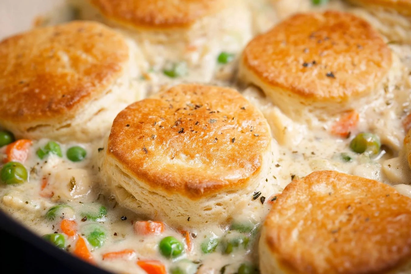 Easy Chicken Pot Pie With Biscuit Topping Recipe Homemade Chicken Pot Pie With Biscuits Best Chicken Pot Pie Biscuit Toppi...