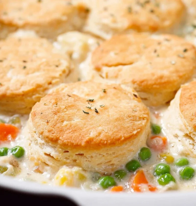 Easy Chicken Pot Pie With Biscuit Topping Recipe Homemade Chicken Pot Pie With Biscuits Best Chicken Pot Pie Biscuit Toppi...
