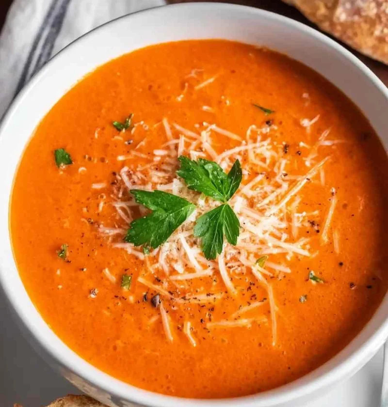 Easy Crockpot Creamy Tomato Soup Make-ahead Creamy Tomato Soup Recipe Blender Hack For Tomato Soup Creamy Tomato Soup Croc...