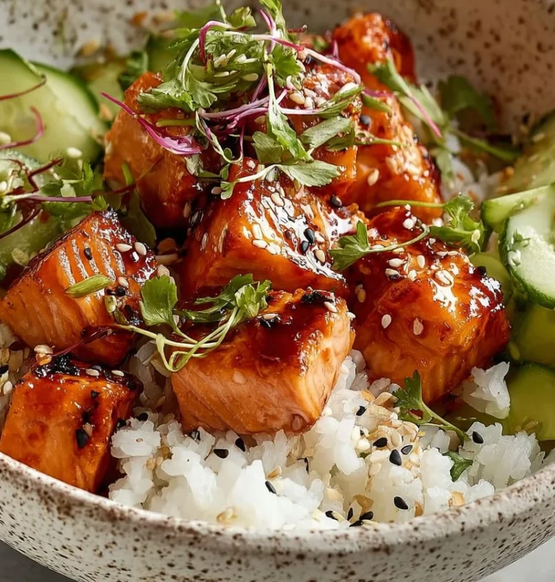 Easy Honey Glazed Salmon Bowl Recipe Quick Honey Salmon Dinner Ideas 30 Minute Salmon Bowl With Glaze Healthy Glazed Salmo...