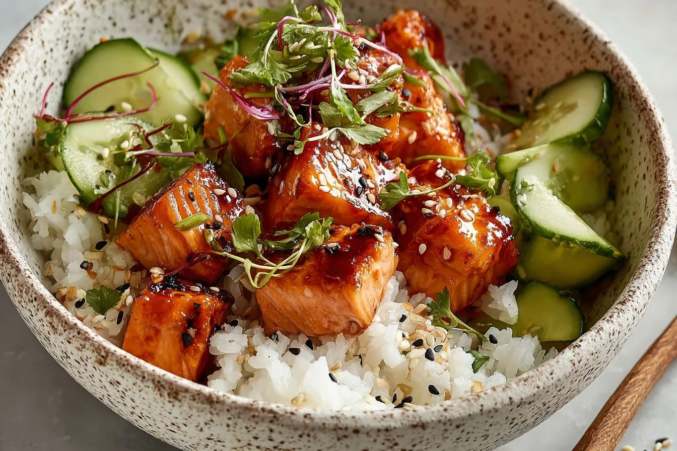 Delicious Honey Glazed Salmon Bowl Ready in 30 Minutes