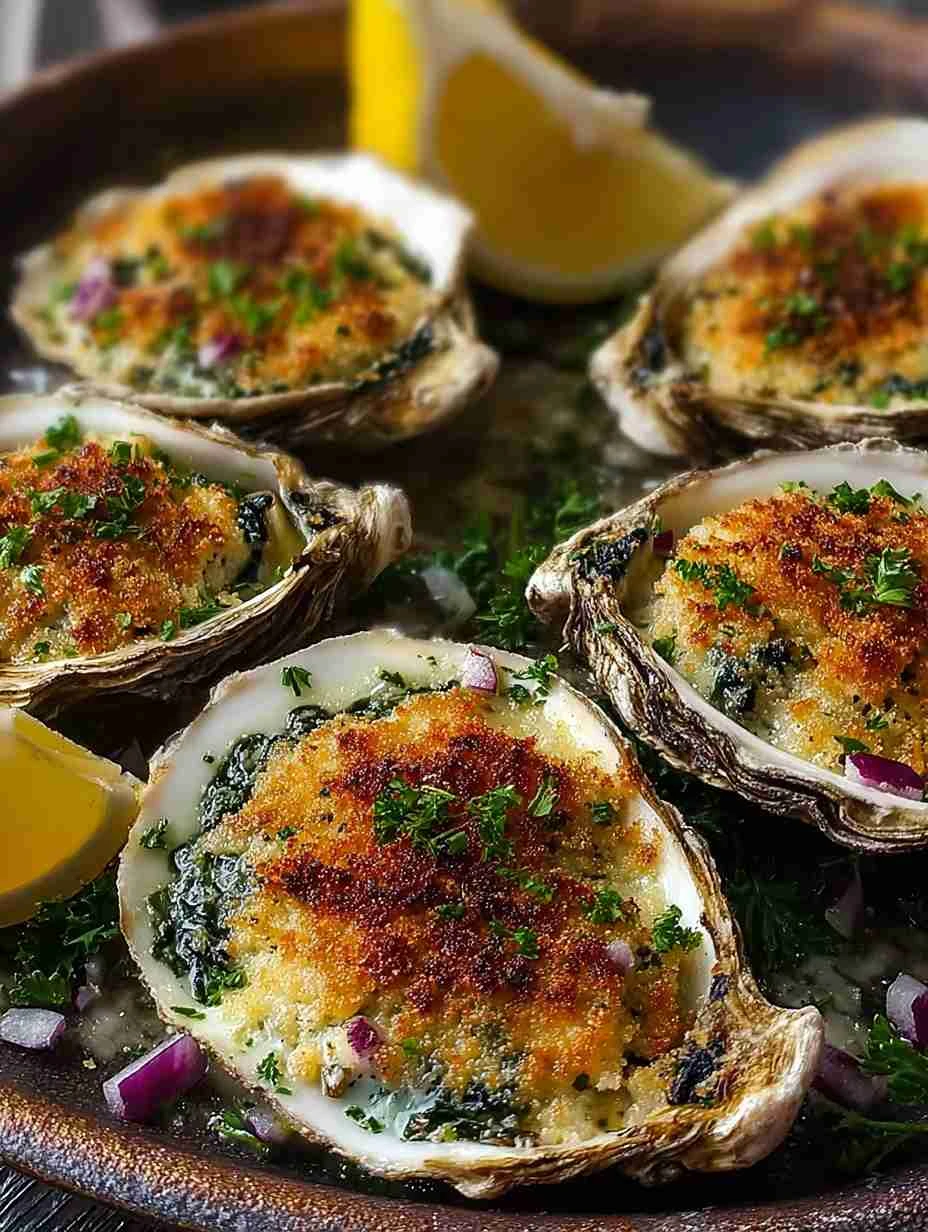 Baked Oysters Rockefeller Recipe – Easy Homemade Spinach Parmesan Crust