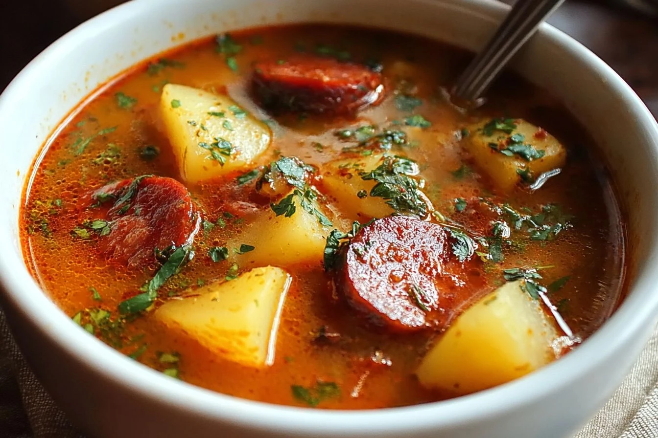 Easy Spanish Potato Soup Recipe With Chorizo Homemade Chorizo Potato Soup For Winter Quick And Cozy Spanish Chorizo Soup B...