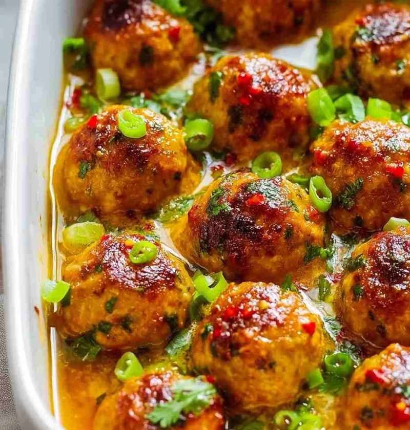 Easy Thai Baked Chicken Meatballs Recipe Healthy Thai Chicken Meatballs Oven Gluten-free Thai Chicken Meatballs Baked How ...