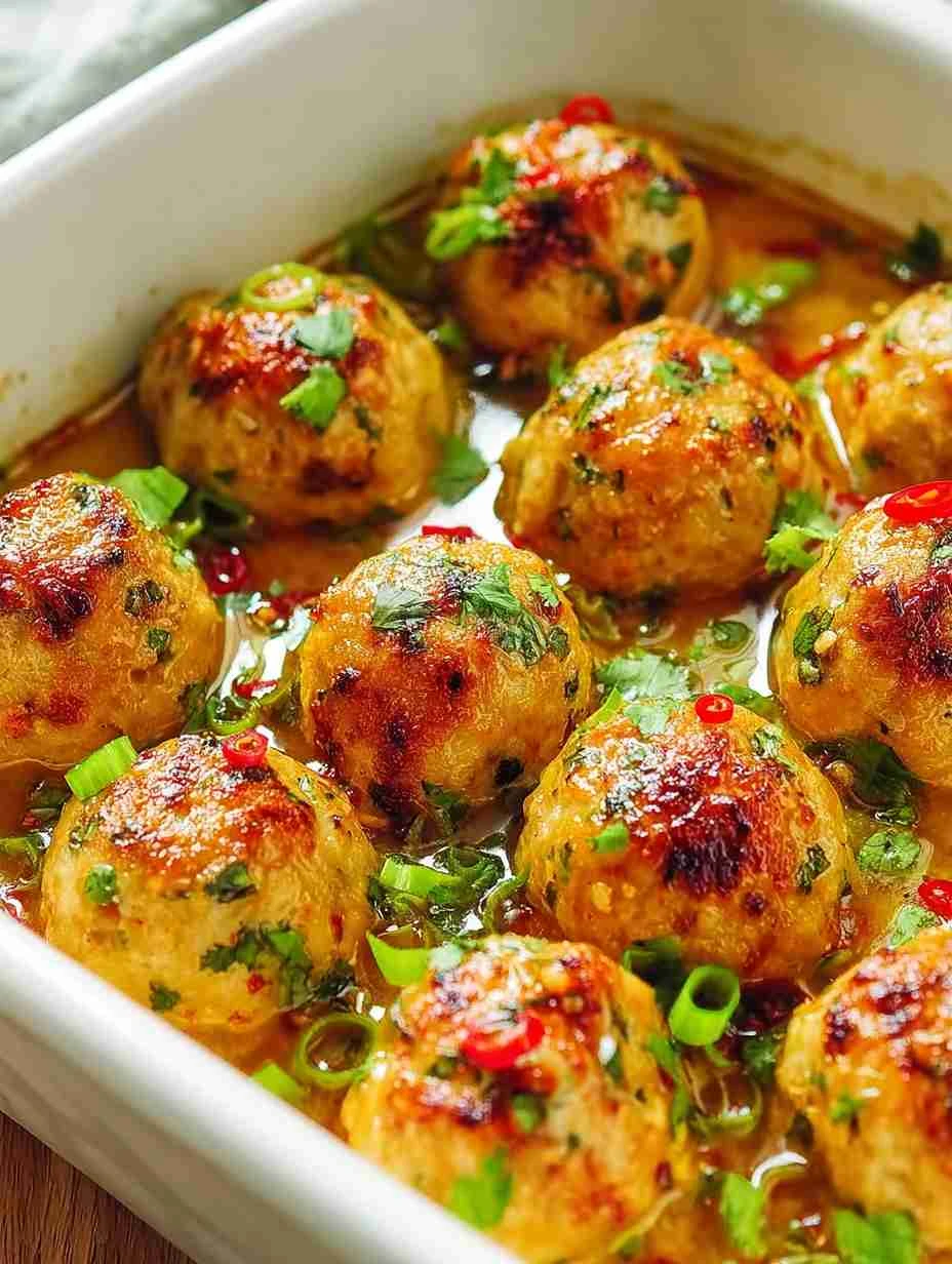 Easy Thai Baked Chicken Meatballs Recipe Healthy Thai Chicken Meatballs Oven Gluten-free Thai Chicken Meatballs Baked How ...