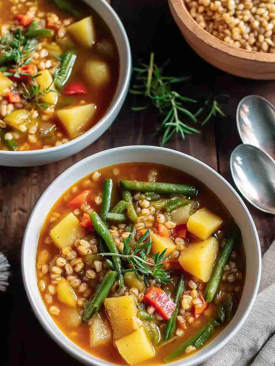 Easy Vegetarian Barley Soup Recipe One-pot Hearty Vegetable Soup Low-calorie Vegetable Barley Soup Best Barley Soup For We...