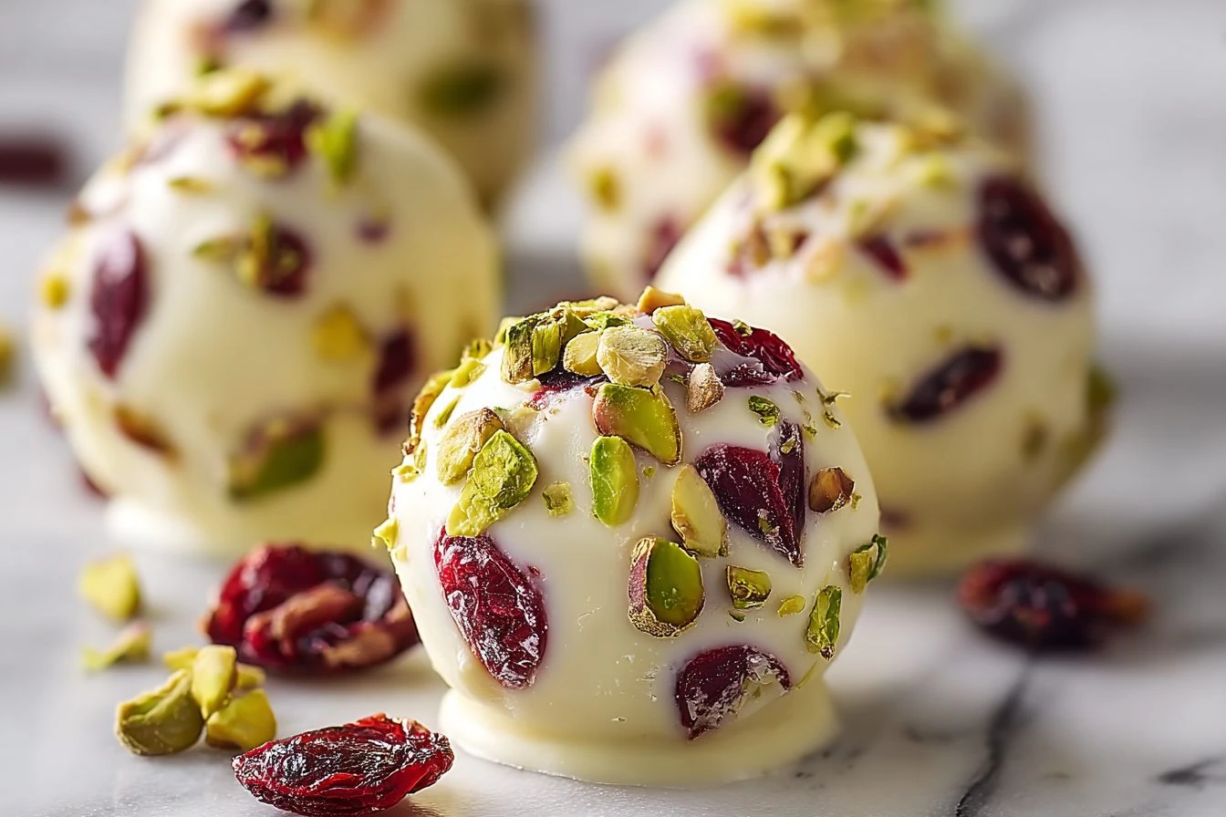 Easy White Chocolate Cranberry Truffles Recipe Homemade Pistachio Cranberry Truffles White Chocolate Cranberry Pistachio T...
