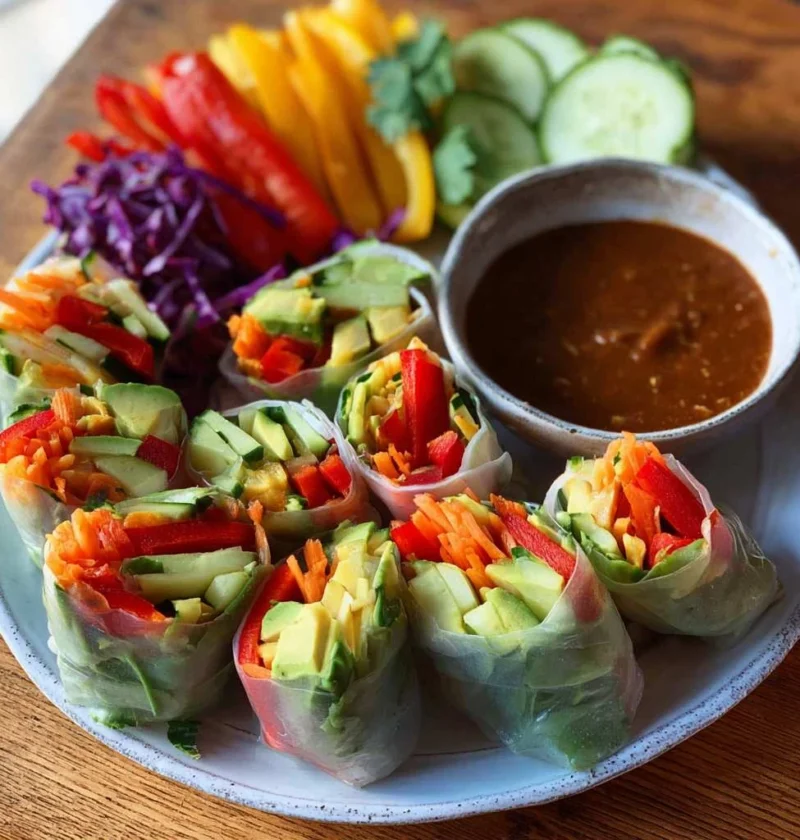 Gluten-free Vegan Summer Rolls Recipe Easy Vegan Rice Paper Rolls Gluten-free Refreshing Vegan Summer Rolls For Diet Healt...