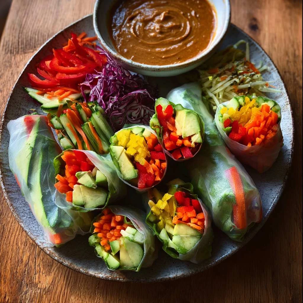 Gluten-free Vegan Summer Rolls Recipe Easy Vegan Rice Paper Rolls Gluten-free Refreshing Vegan Summer Rolls For Diet Healt...