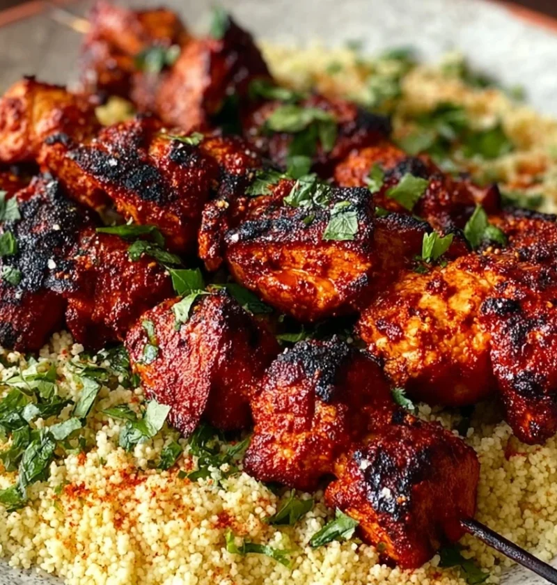 Harissa Chicken Skewers Recipe Spicy Harissa Chicken Skewers Best Couscous For Chicken Skewers How To Make Harissa-marinat...
