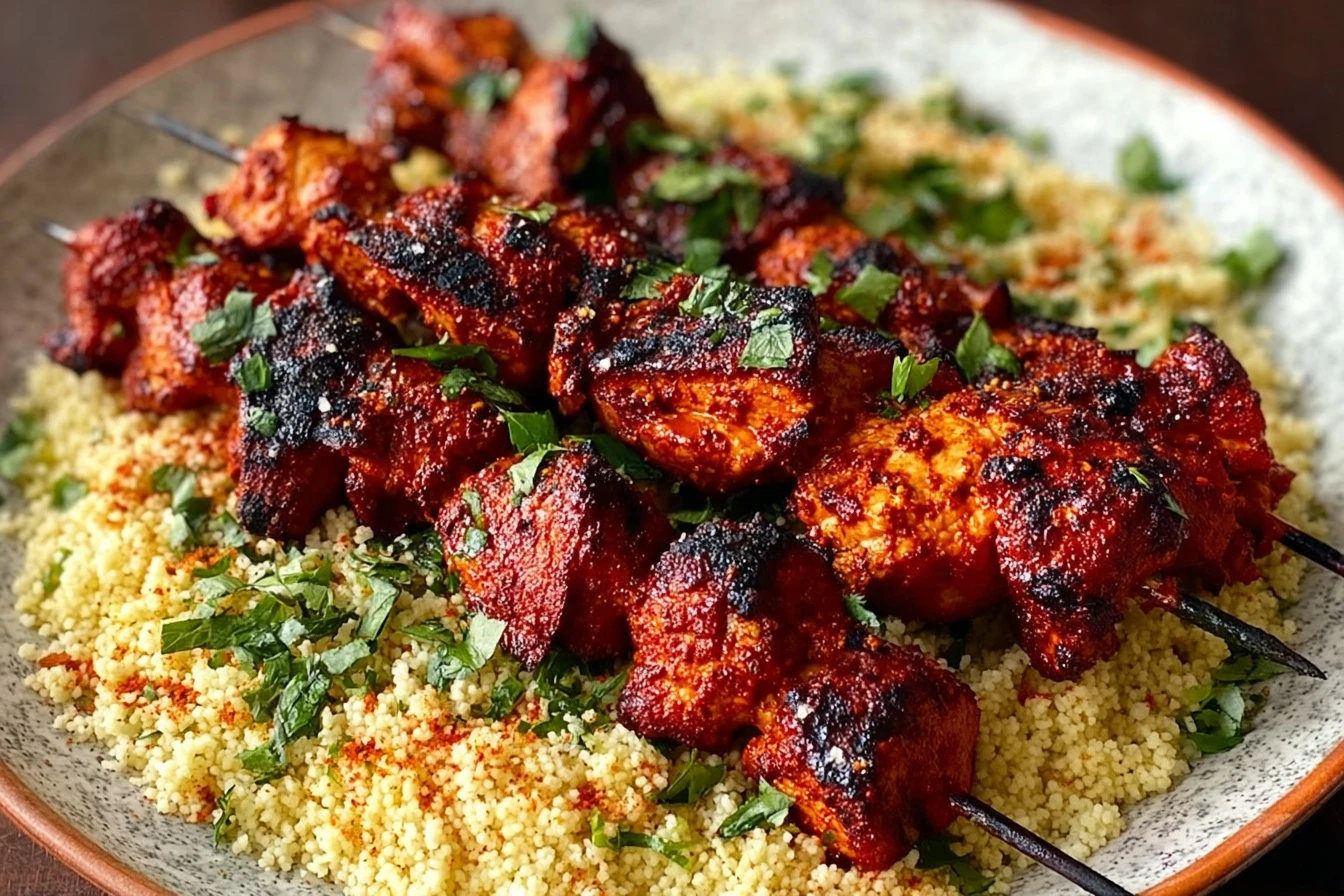 Harissa-Marinated Chicken Skewers with Fluffy Couscous