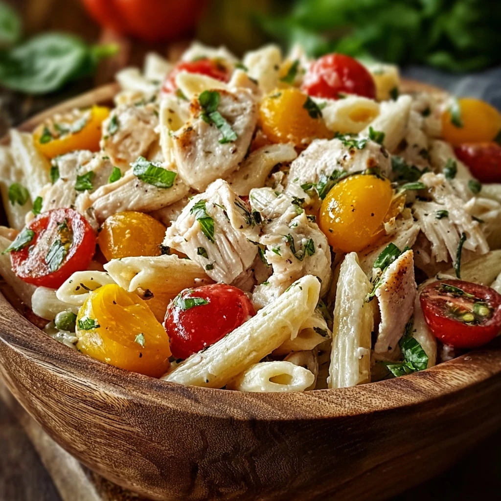 High-protein Chicken Pasta Salad Recipe Easy Chicken Pasta Salad With High Protein Creamy Chicken Pasta Salad Low Carb Nut...