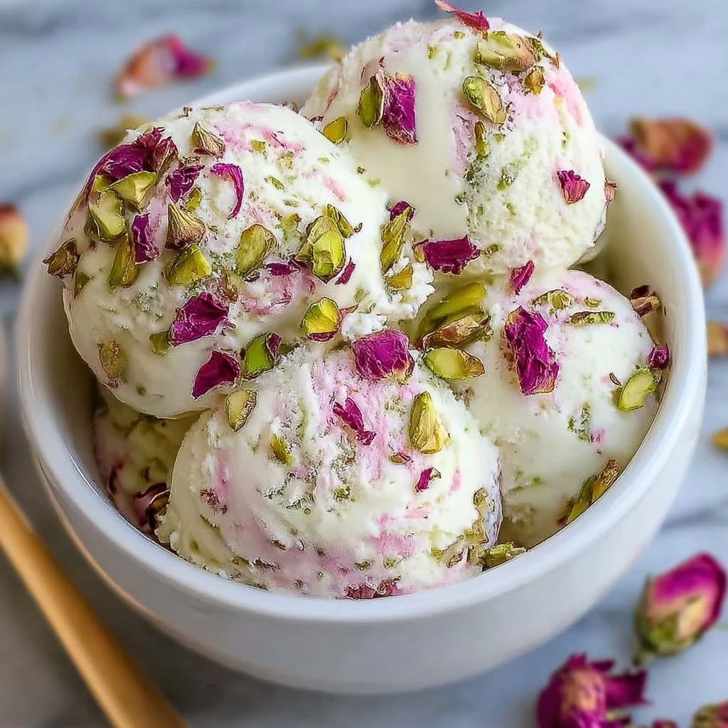 Homemade Rose Pistachio Cheesecake Ice Cream Recipe Rose Pistachio Cheesecake Ice Cream Making Guide Best Rose Pistachio C...