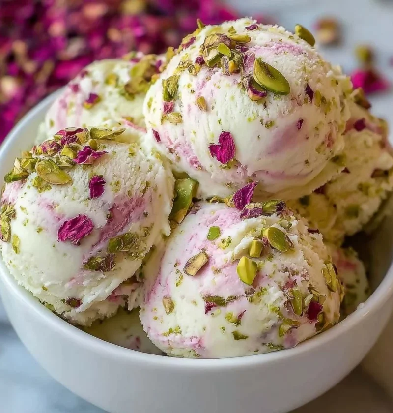 Homemade Rose Pistachio Cheesecake Ice Cream Recipe Rose Pistachio Cheesecake Ice Cream Making Guide Best Rose Pistachio C...