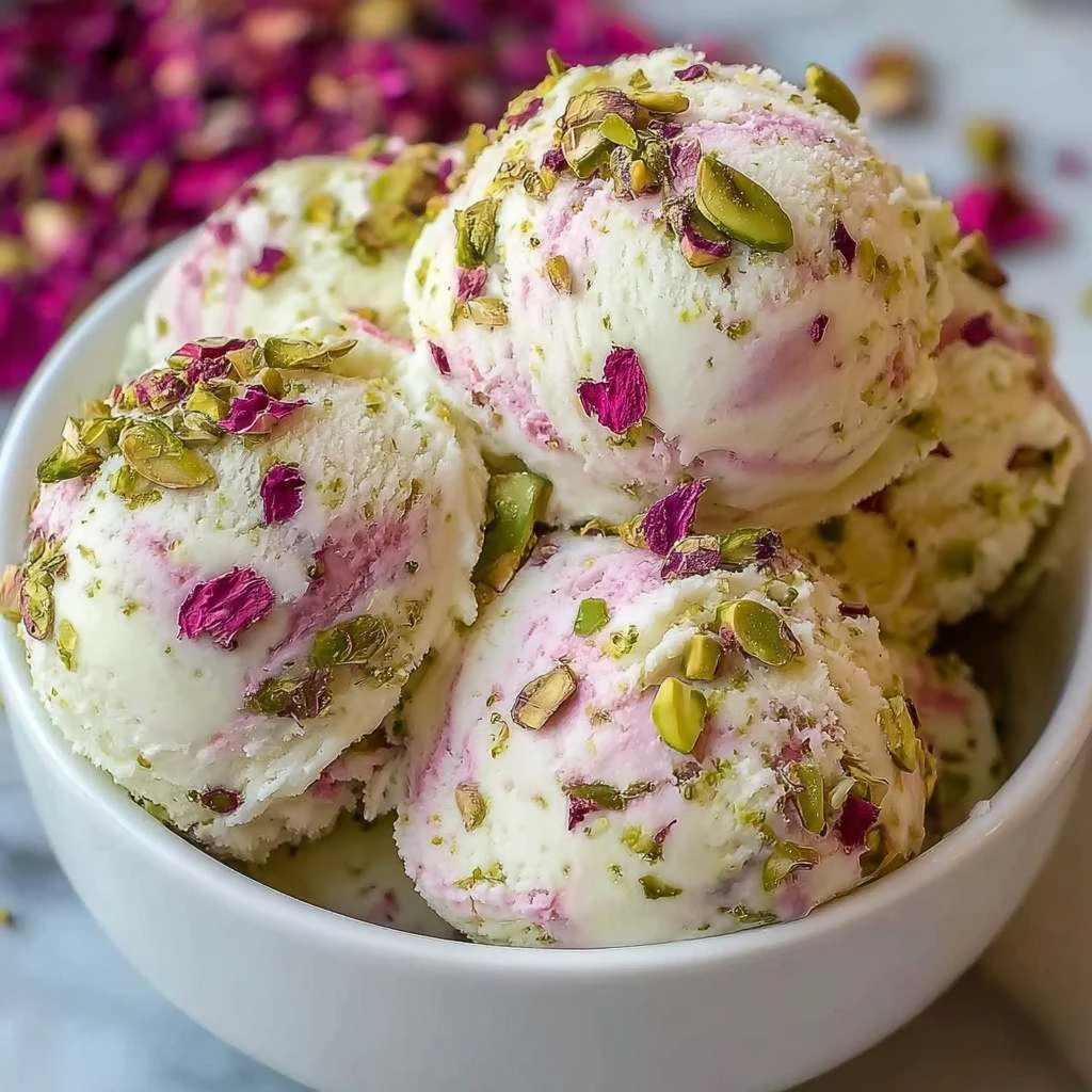Rose Pistachio Cheesecake Ice Cream – A Homemade Frozen Delight