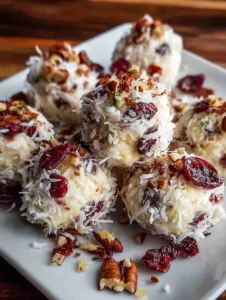 Mini Pineapple Cranberry Cheese Balls with Pecans