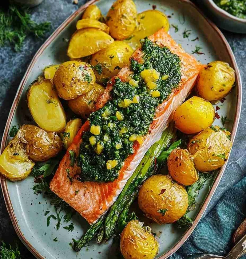 Savory Salmon Recipe With Zhoug Crispy Potatoes Salmon Delight Zesty Zhoug Sauce Salmon Recipe Easy Salmon And Crispy Pota...