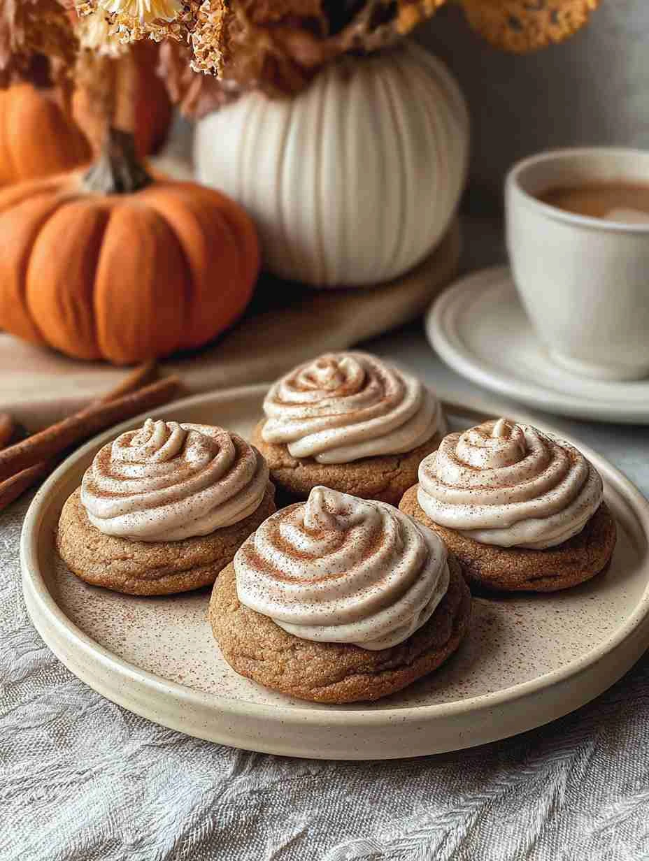 Soft Pumpkin Cookies with Cinnamon Frosting